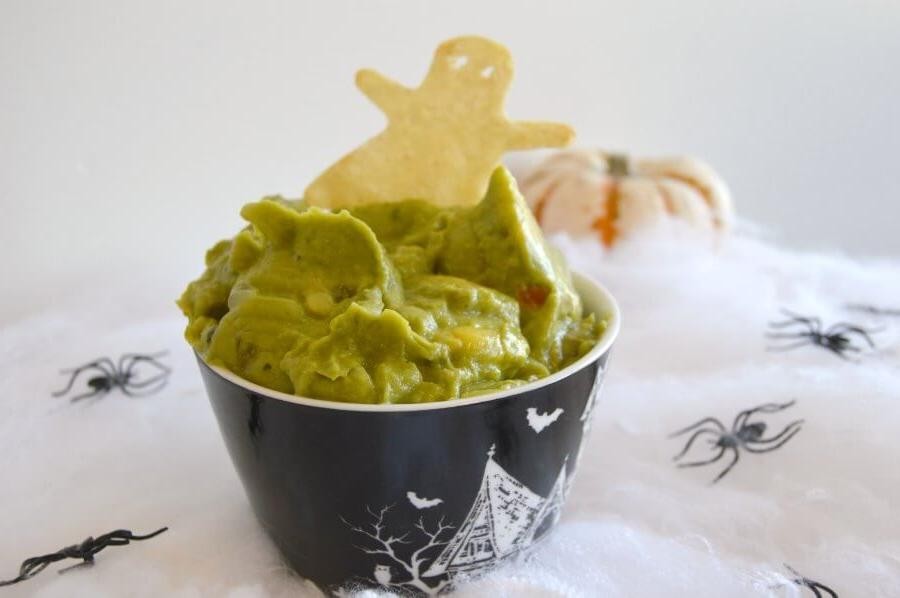 Ghoulish Guacamole with Ghostly Chips