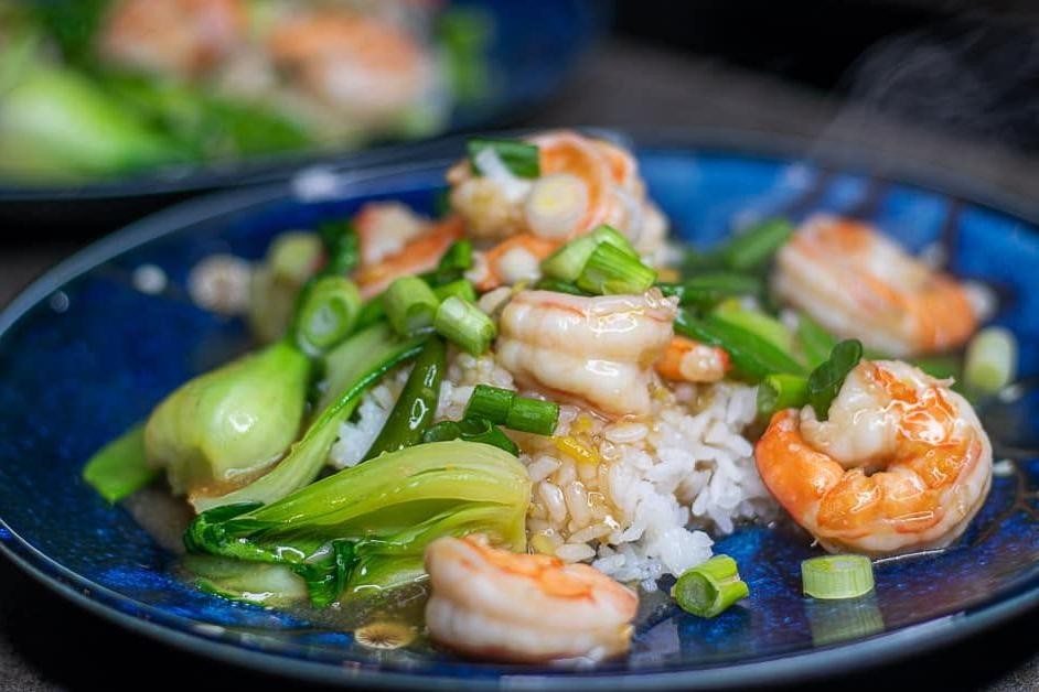 Ginger Bok Choy and Shrimp Stir-Fry