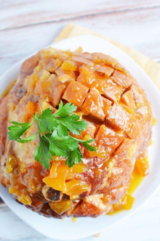 Ginger Peach Slow Cooker Ham