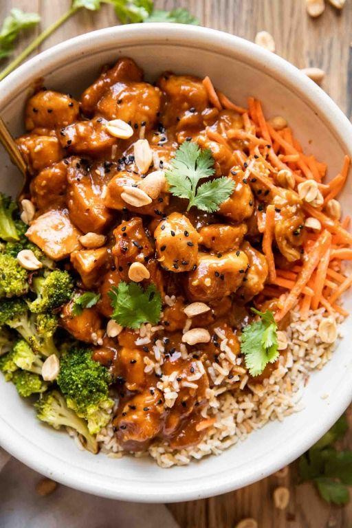 Ginger Peanut Butter Chicken over Rice