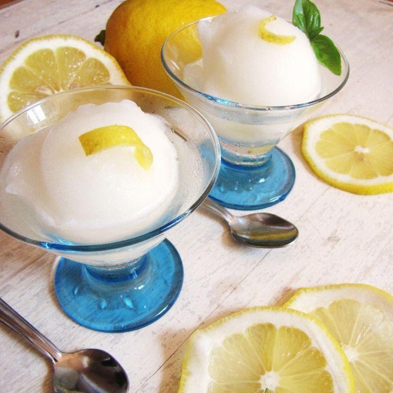 Ginger Syrup and Basil Lemon Sorbet