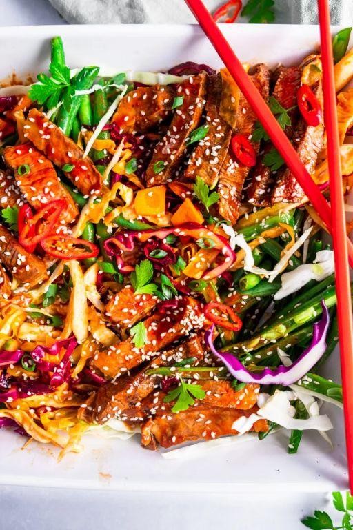 Gochujang-Marinated Ribeye with Kimchi Slaw