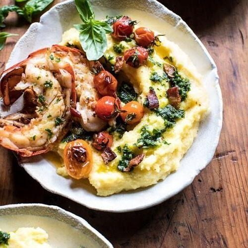 Gourmet Baked Polenta with Lobster and Lemon Butter