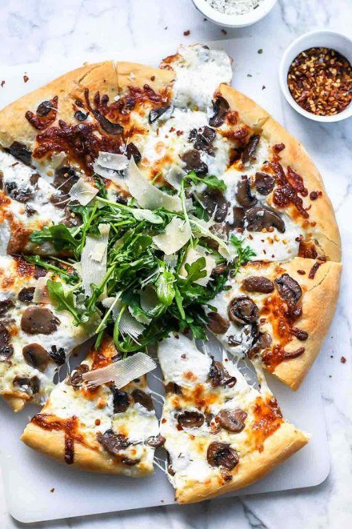 Gourmet Black Truffle Oil and Wild Mushroom Pizza