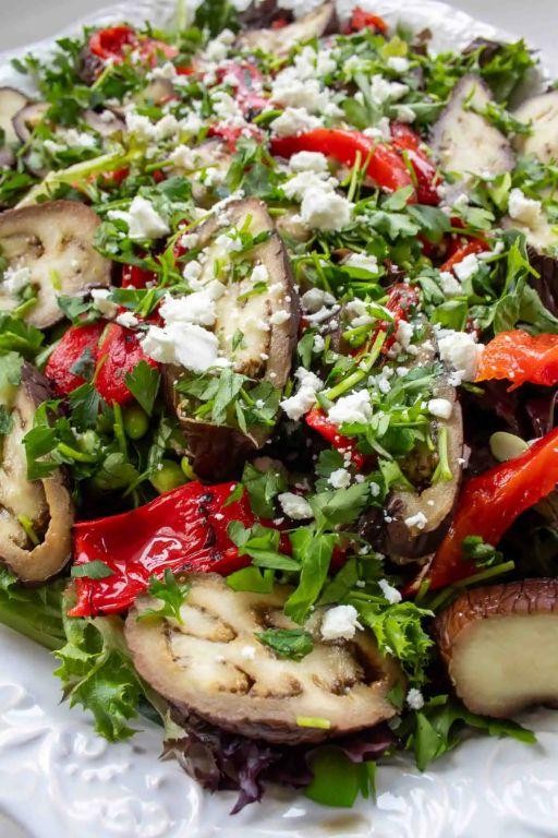 Greek Aubergine and Red Pepper Salad