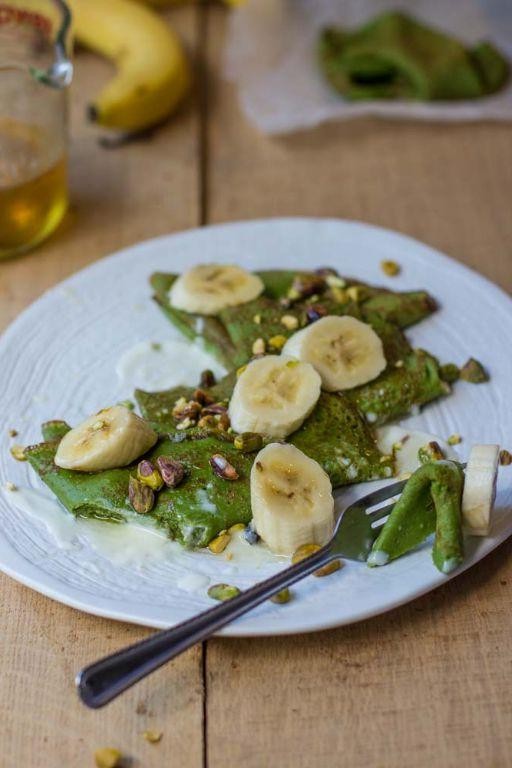 Green Banana Pancakes with Syrup