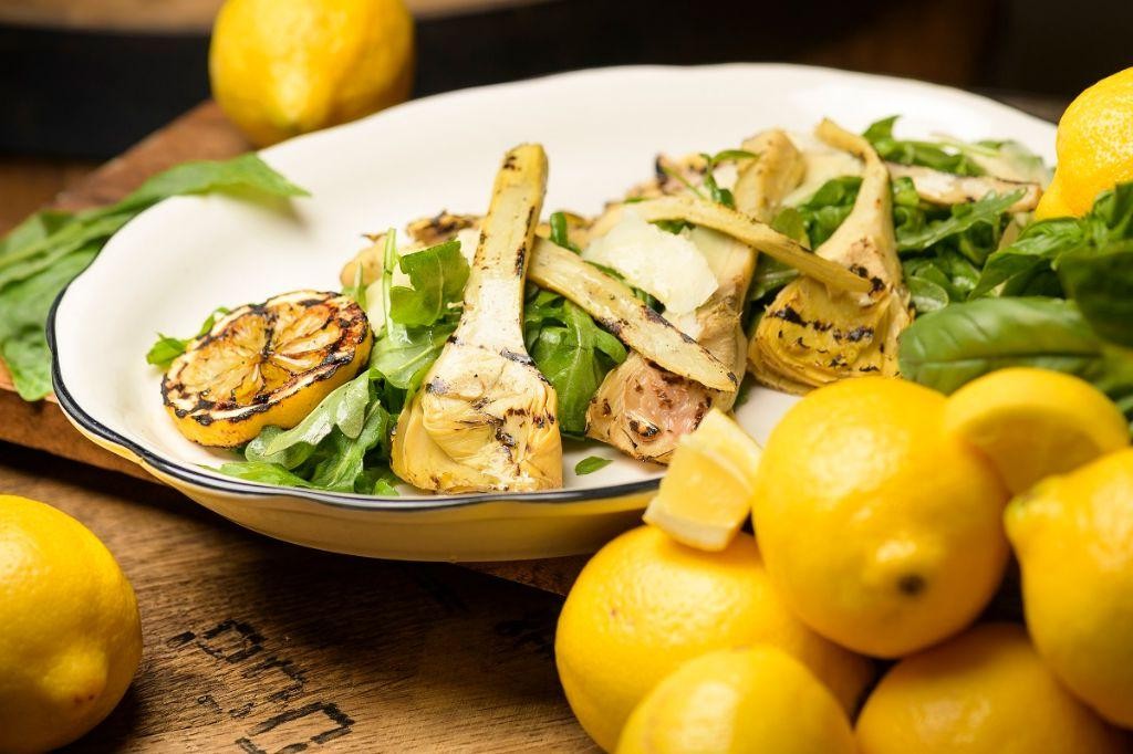 Grilled Artichoke and Lemon Salad