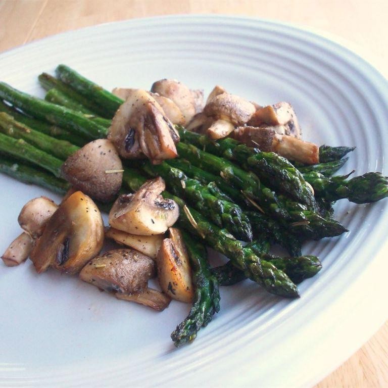 Grilled Asparagus and Mushrooms with Garlic Butter