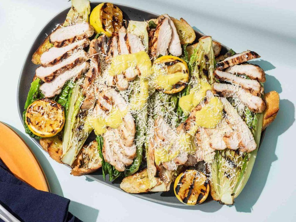 Grilled Chicken Caesar Zucchini Salad