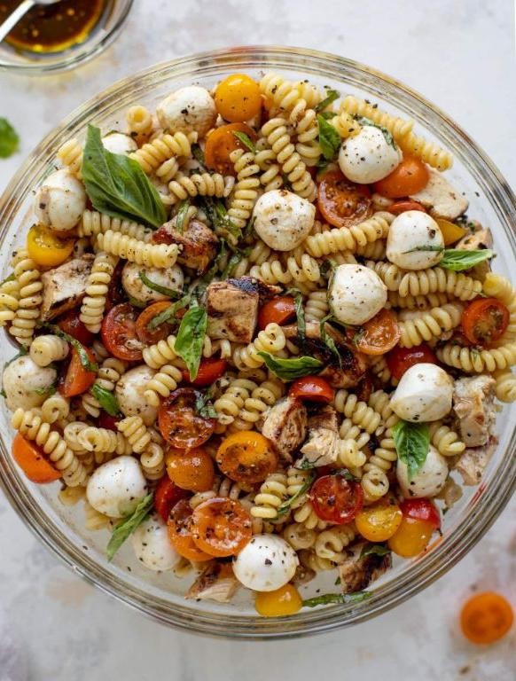 Grilled Chicken Caprese Pasta Salad