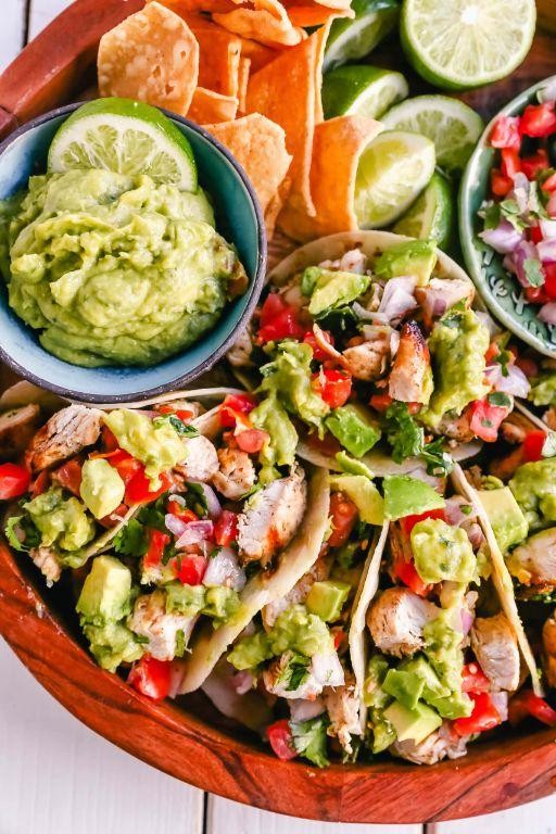 Grilled Chicken Tacos with Homemade Guacamole