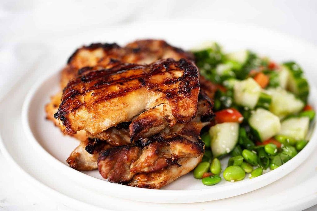 Grilled Chicken Thighs with White Miso Sauce