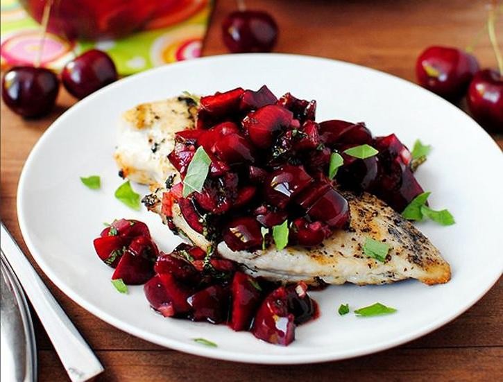 Grilled Chicken with Rainier Cherry Salsa