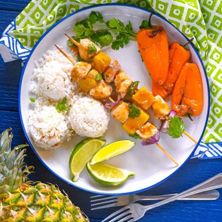 Grilled Fish Skewers with Pineapple Rice