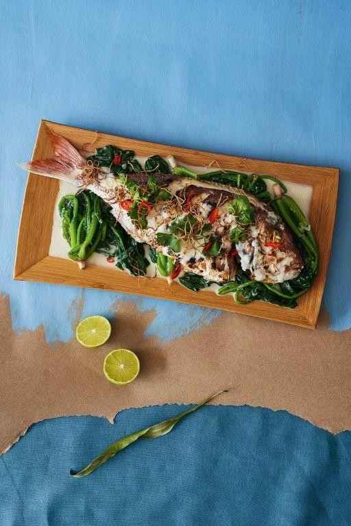 Grilled Fish with Okinawan Spinach