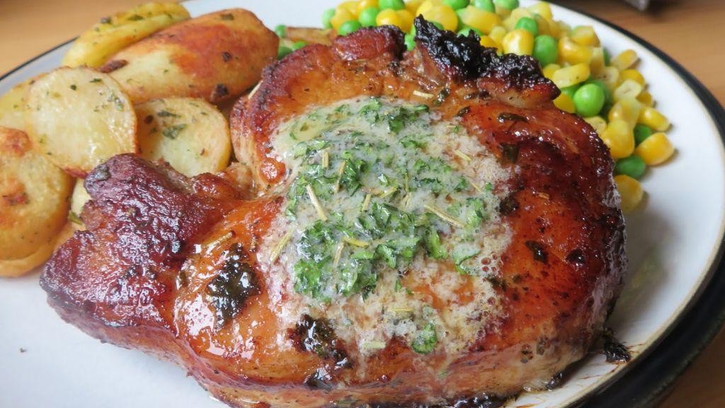 Grilled Garlic Herb Butterfly Pork Chops