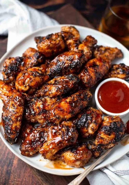 Grilled Honey Bourbon Chicken Wings
