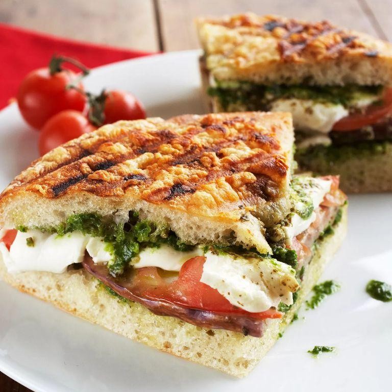 Grilled Mozzarella and Pesto Panini