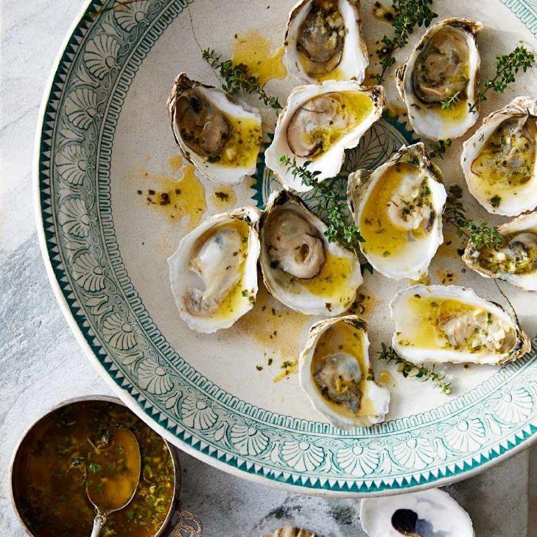 Grilled Oysters with Garlic-Herb Butter