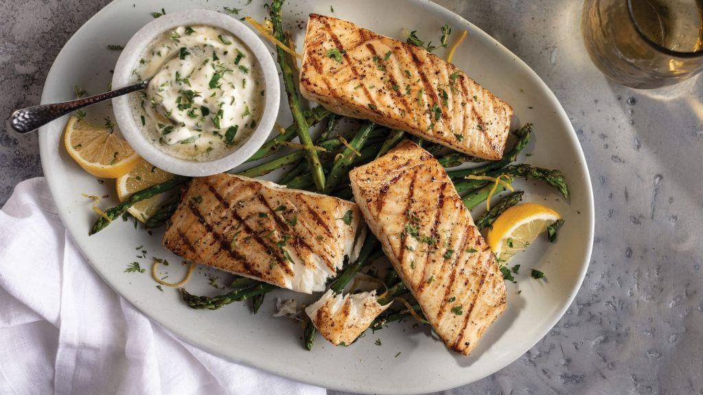 Grilled Pacific Halibut with Lemon Herb Butter