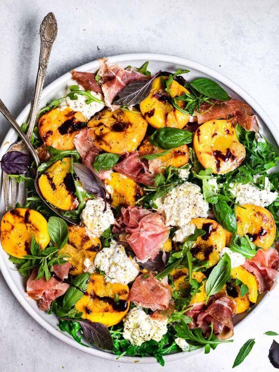 Grilled Peach and Burrata Composed Salad