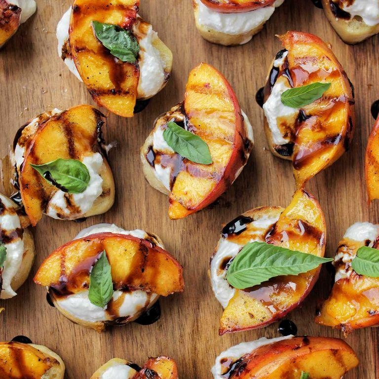 Grilled Peach and Ricotta Breakfast Bruschetta