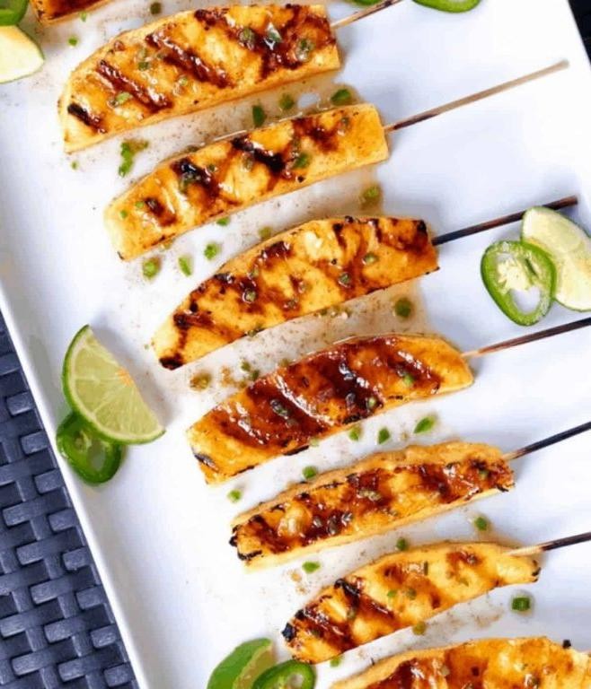 Grilled Pineapple Crushed BBQ Skewers