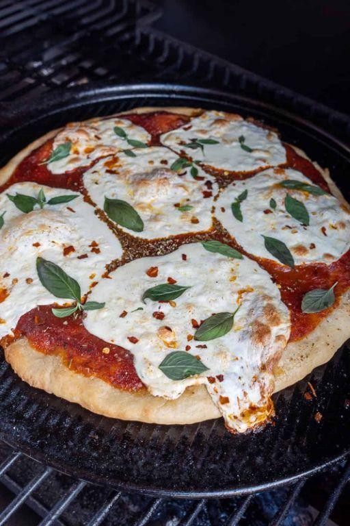 Grilled Pizza Margherita with Smoked Mozzarella