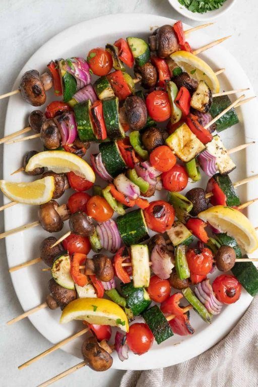 Grilled Pizza Sauce Veggie Skewers
