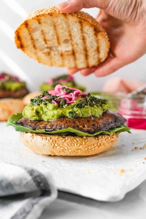 Grilled Portobello Mushroom Burgers with Avocado