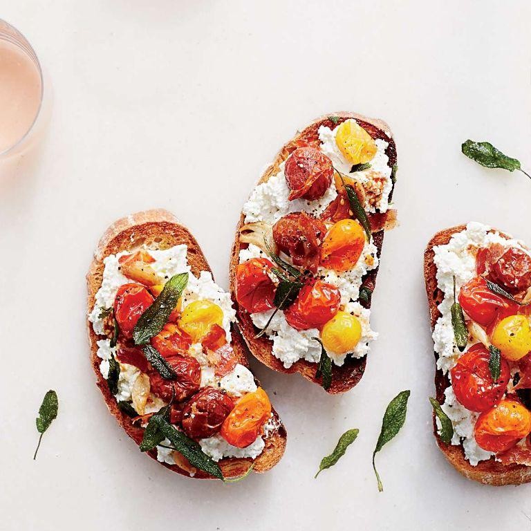 Grilled Ricotta and Tomato Bruschetta