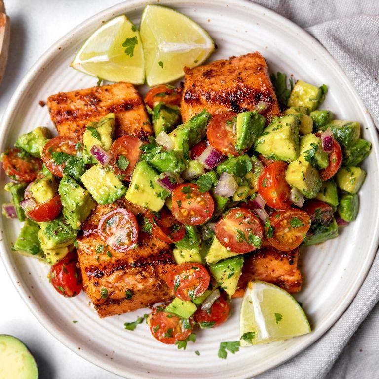 Grilled Salmon with Avocado Salad