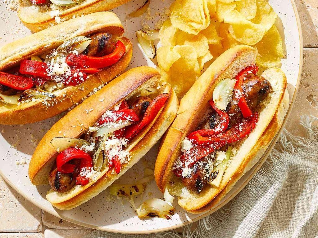 Grilled Sausage and Peppers Hoagies