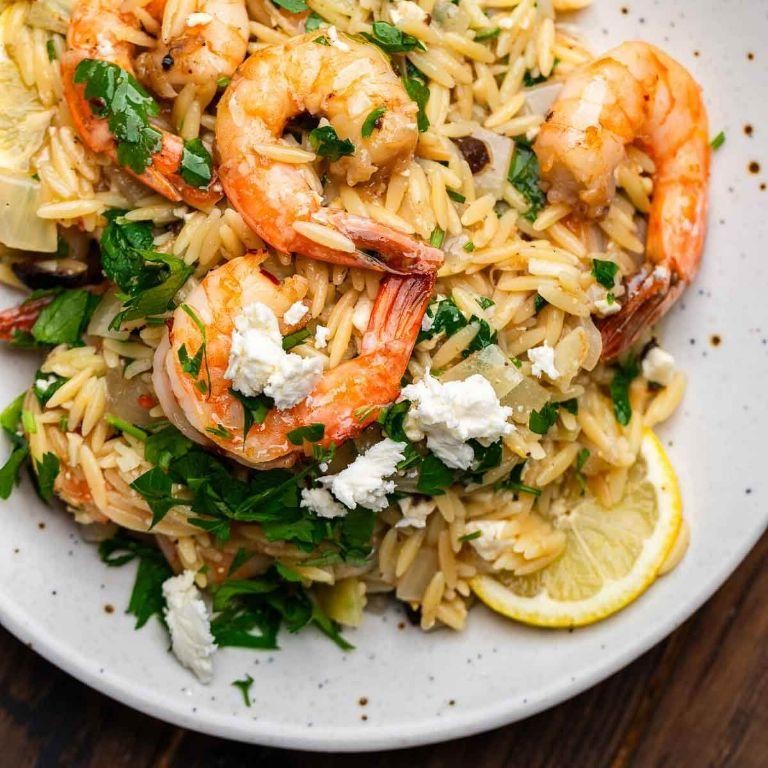 Grilled Shrimp and Orzo with Feta