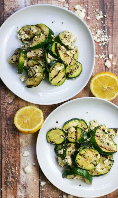 Grilled Squash and Zucchini with Mint and Lemon