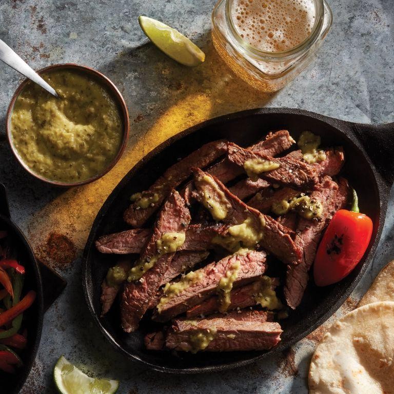 Grilled Steak with Tomatillo Avocado Salsa