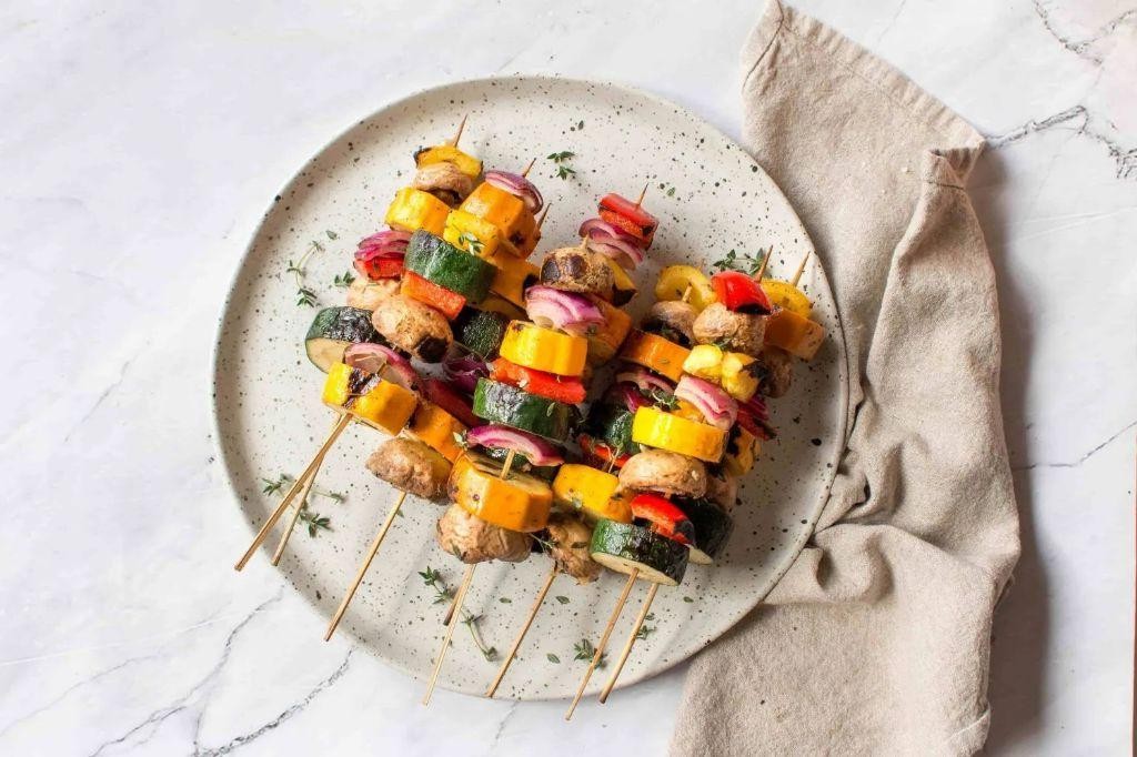Grilled Summer Squash and Red Onion Skewers