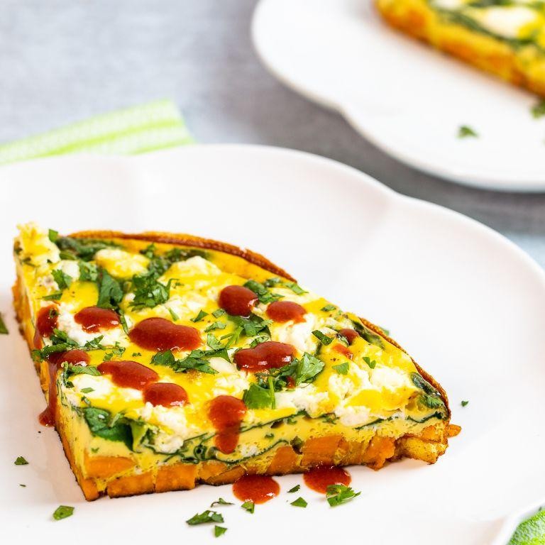 Grilled Sweet Potato and Spinach Omelette