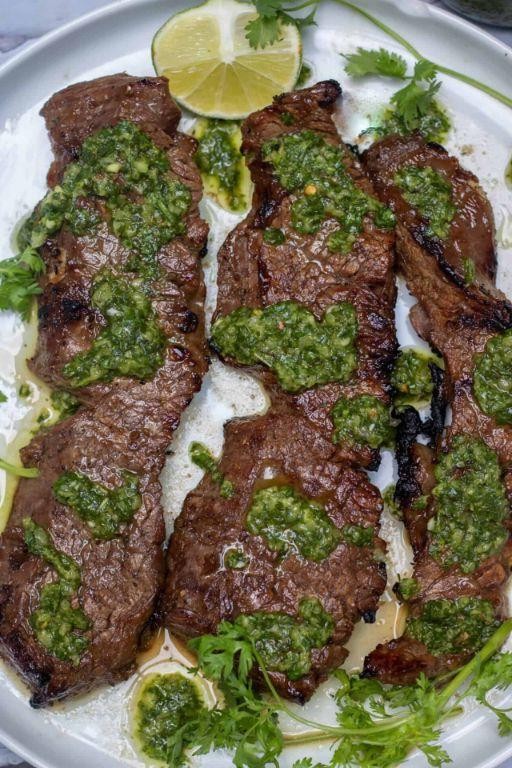 Grilled Tenderloin Tips with Chimichurri Sauce