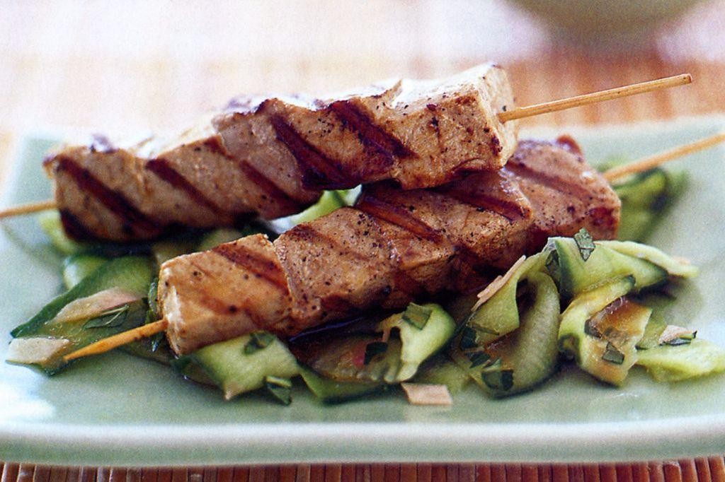 Grilled Tuna and Cucumber Skewers