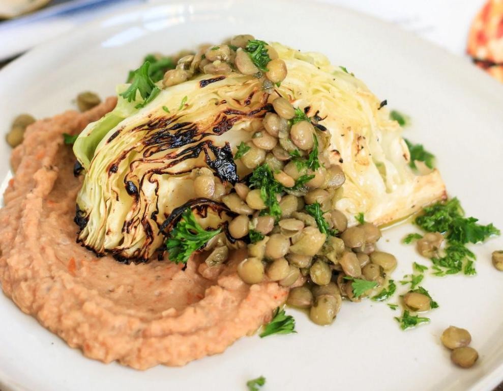 Grilled Vegan Cabbage Steaks with Chimichurri