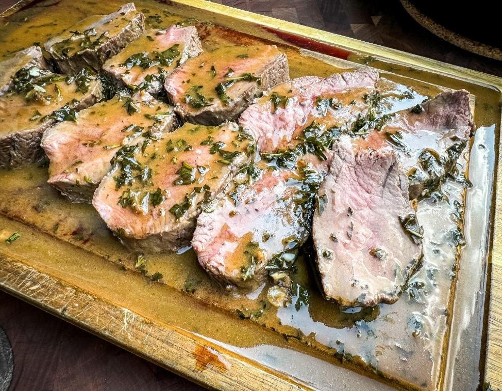 Grilled Wild Hog Backstrap with Garlic Herb Butter
