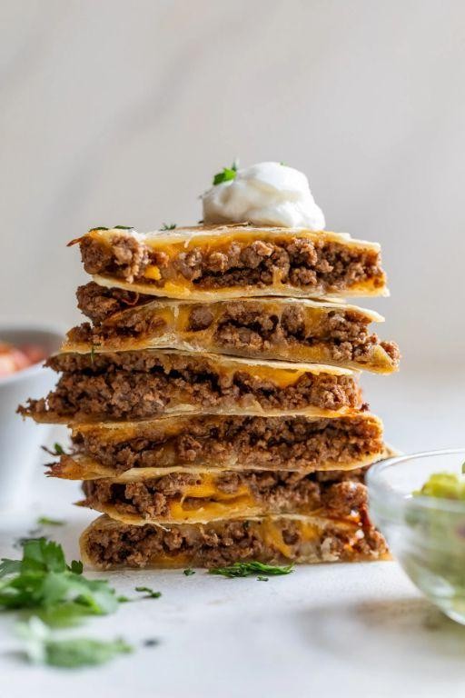 Ground Beef Quesadillas with Cream Cheese