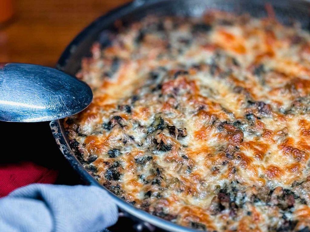 Ground Beef Stroganoff with Spinach