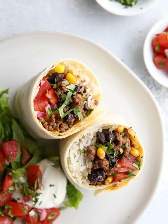 Ground Beef and Black Bean Burritos