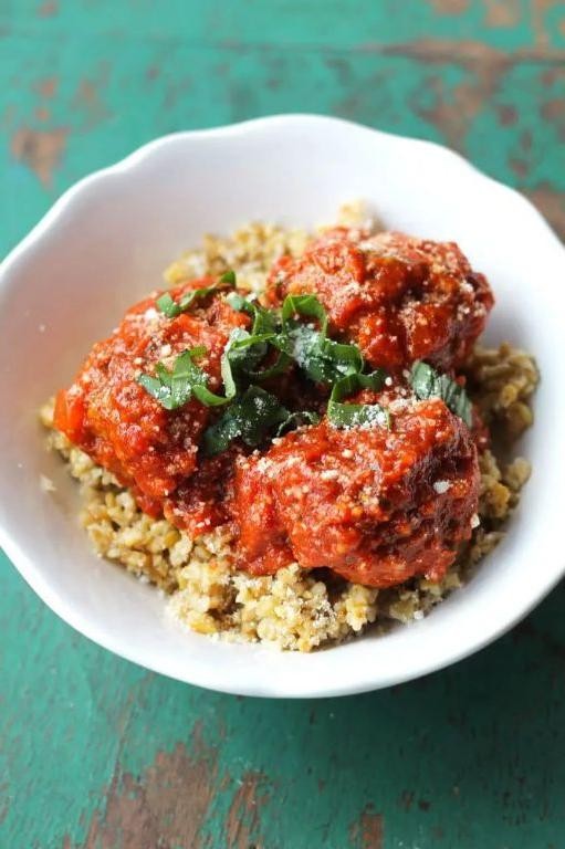 Ground Beef and Quinoa Meatballs with Marinara Sauce