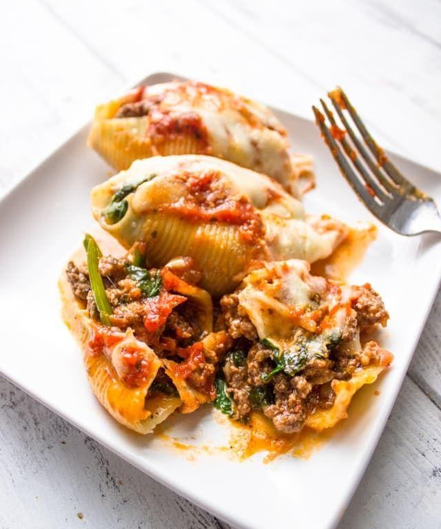 Ground Beef and Spinach Stuffed Shells