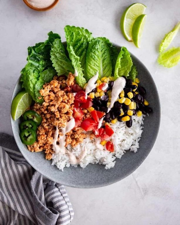 Ground Chicken Burrito Bowls with Rice