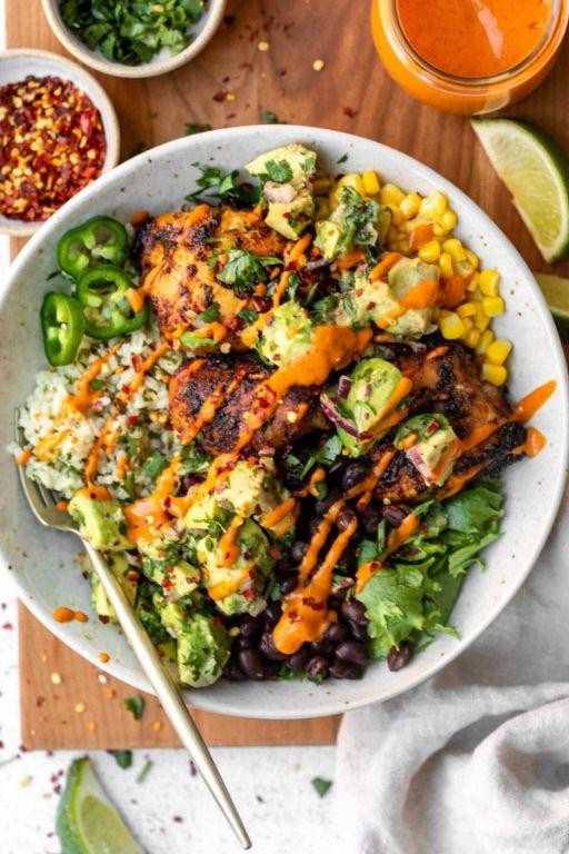 Ground Chicken and Cilantro Lime Rice Bowls