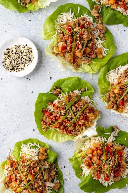 Ground Chicken and Rice Lettuce Wraps